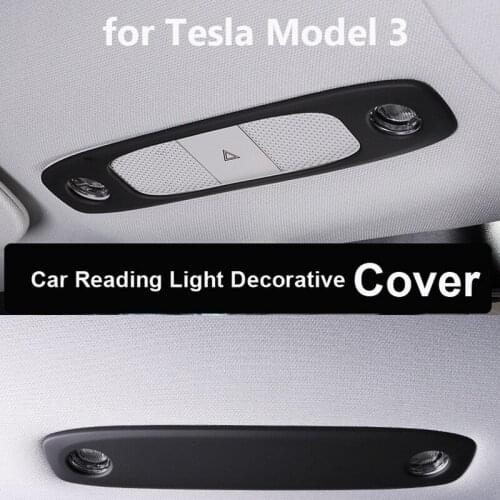 Carbon fiber Reading Light Cover for Tesla Model 3 Imitate Car Interior Accessories Patch Front Rear Reading Light Decorative