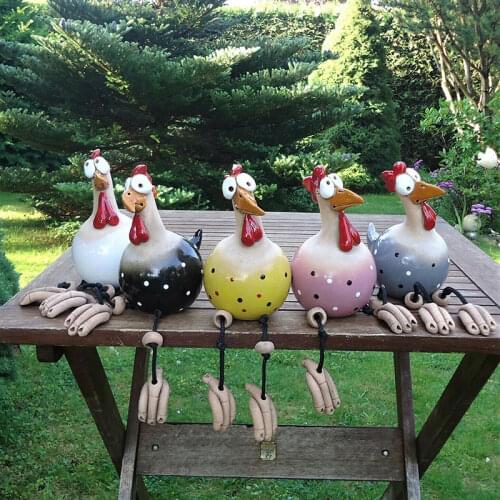 Yard Art Decor Chicken Garden Lawn Plug Hen Rooster Ornaments Hens Bird Statues Edge Seater Indoor Outdoor Backyard Decorations