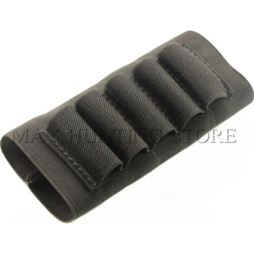 Shotgun Rifle 5 Shells Buttstock Shell 12 20 Gauge Cartridge Holder Elastic Loops Airsoft Ammo Cartridge Holder Black