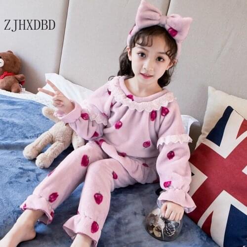 Flannel Fleece Childrens Sleepwear Kids Home Suits Baby Boy Winter Clothes New 2021 Toddler Girl Pajamas Sets Fall Spring 4-16Y