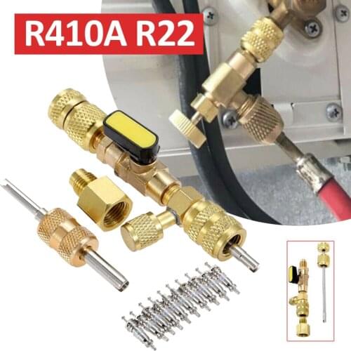 1 Set High Quality R410A R22 A/C Valve Insert Remover Installer Tool Dual Size SAE 1/4in & 5/16in Connection Valve Core Removers