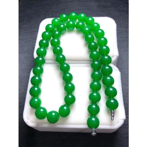 12mm Quality Myanmar Green Jade Mala Bead Hanging Amulet jadite emerald Necklace ornaments
