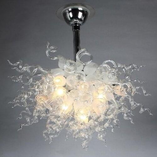 White Clear Blown Glass Chandelier 110v/240v DIY Living Room Decorative Art Light Diameter 70 or 90 CM