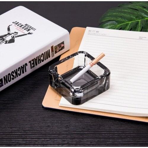 European style ashtray household crystal glass ashtray living room hotel Internet cafe personality square bed ashtray