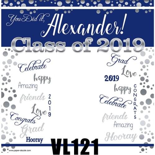 Personalized Grad Party Background Congrats Graduation Prom Booth Portrait Cake Table Wallpaper Class Of 2021 Silver Sign Banner