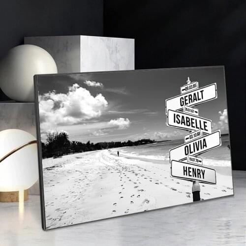 Personalized Intersection Street Sign with 2-4 Names/Dates Canvas Painting Wall Art Custom Fathers Day Gift Family Street Sign