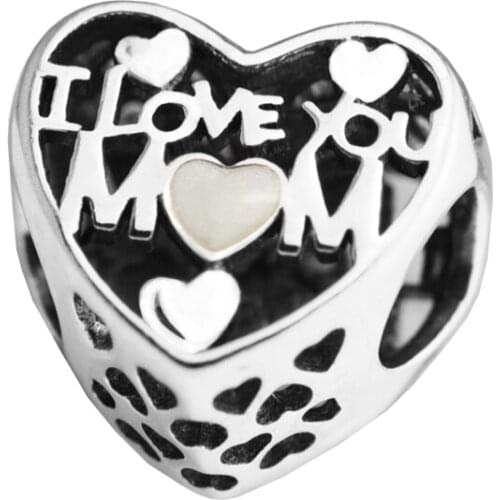Charms 925 Silver Original Fit Pandora Bracelets Sterling Silver Love for Mother Charm Beads for diy Women Jewelry