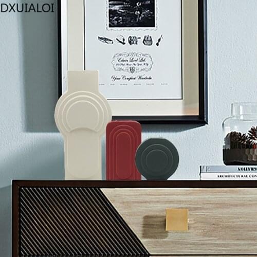 Embossed Striped Vase Living Room Home Furnishing Creative Dried Flower Flower Soft Decorated Ceramic Decoration Ornaments