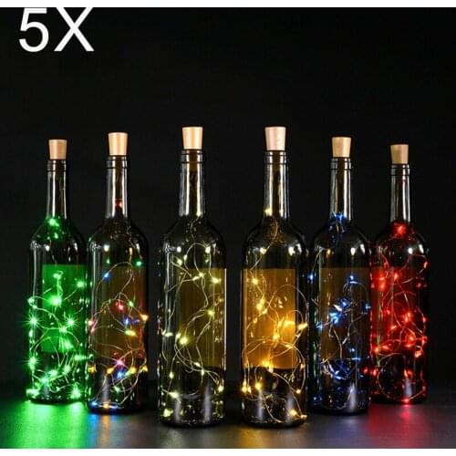 5X Silver Wire Fairy Garland Bottle Stopper For Glass Craft LED string lights Wedding Christmas New Year Holiday Decoration