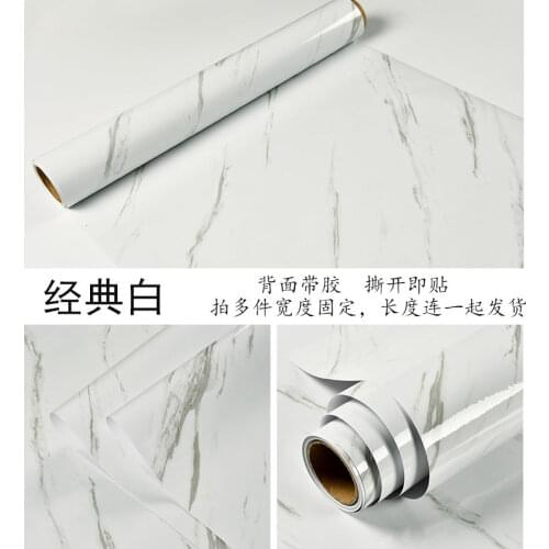 Modern Self-Adhesive Contact Paper Kitchen Wall Paper Pure Color Home Decorative Marble Wall Sticker Bedroom Furniture Films