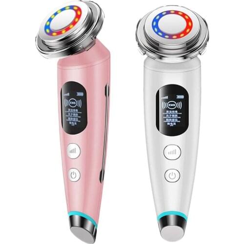 Ultrasonic EMS Facial Massager Face Rejuvenation Radio Mesotherapy Anti Aging Colored Light Ion Beauty Instrument