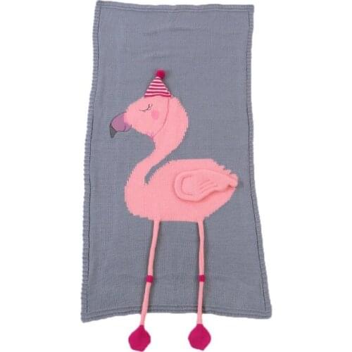 Knitting Baby Blanket Flamingos Knitted Infant Toddler Children Blanket for Girls Boys Super Soft Stroller Baby Bedding