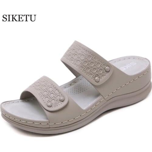 New Summer Female Sandals Car Line Wear-resistant Anti-slip Large Size fashion Wedge With Thick Bottom Comfortable Sandals hy63