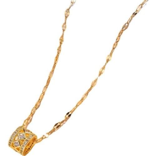 Fashion Lucky Crystal Pendant Ladies Necklace Women Wedding Party Stainless Steel Jewelry Female Chokers