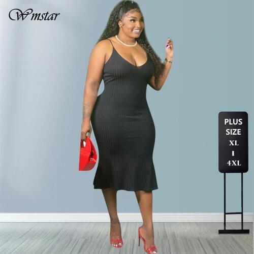 Plus Size Dress Women Summer 2021 Wholesale Dropshipping Sexy Tank V Neck Super Stretch Bodycon Trumpet Maxi Dresses Streetwear