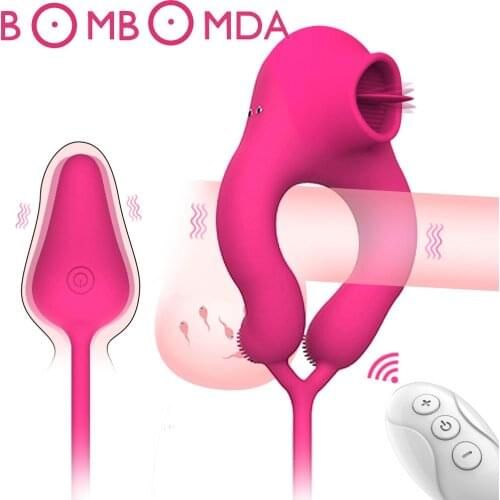 10 Modes Vibrating Penis Massager Ring Dildo Sex Toys for Men Wireless Remote Control Cock Rings Anal Plug For Men Adult Toys