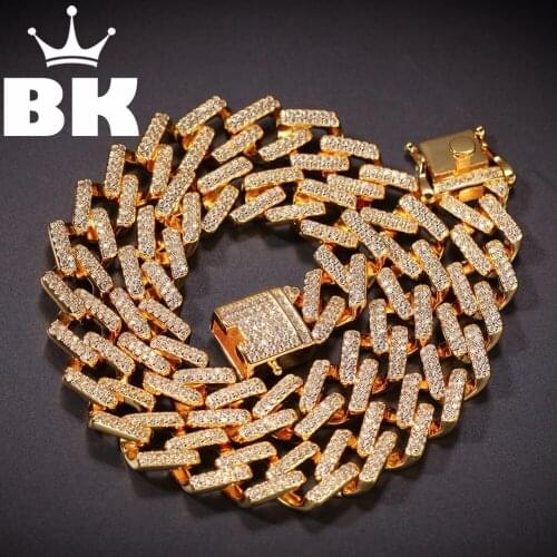 14mm Cubic Zircon Prong Cubans Link Necklace Gold silver color Plated Luxury Copper Micro Paved CZ Cuban Chain