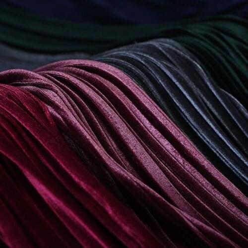 160CM Wide 350G/M Stretch Wrinkled Blue Green Red Polyester Spandex Velvet Fabric for Summer Spring Dress Shirt Pants Suit DE936