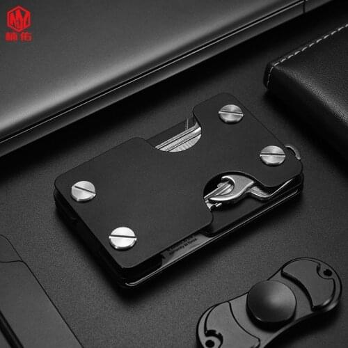 2 in 1 Carbon Fiber Multifunction Key Case Mens Metal Card Case RFID Intercept EDC Tool