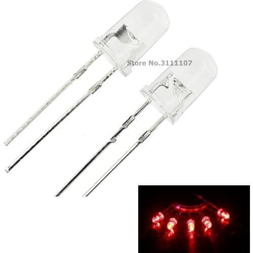 200PCS/Lot 5mm Round Red LED Diode Super Bright Water Clear LED Light Lamp Red color