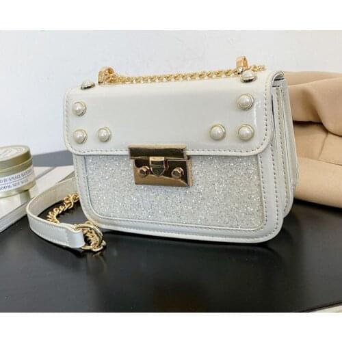 2021 Summer Simple Fashion Shoulder Bag Pearl Decoration Crossbody Parcel for Women Lady Luxury Exquisite Designer Small Handba