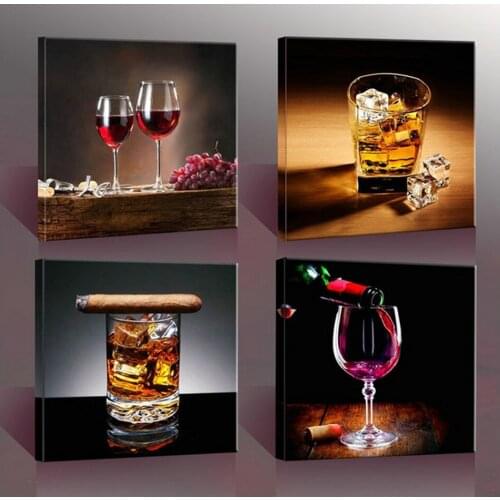 4 Panel diamond painting Red wine 3d picture rhinestones embroidery diamond mosaic kitchen wall stickers cross stitch kit