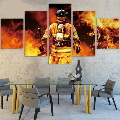 2017 Promotion Firefighter Canvas Painting Living Room Wall Art Poster Put Out The Fire Wall Pictures For Home Decoration