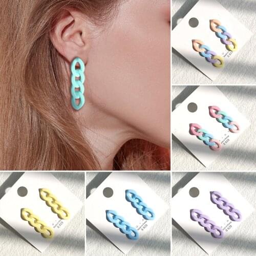 Acrylic Chain Earrings Bohemian Multicolor Geometry Earrings Women Candy Color Fashion Jewelry Accessories