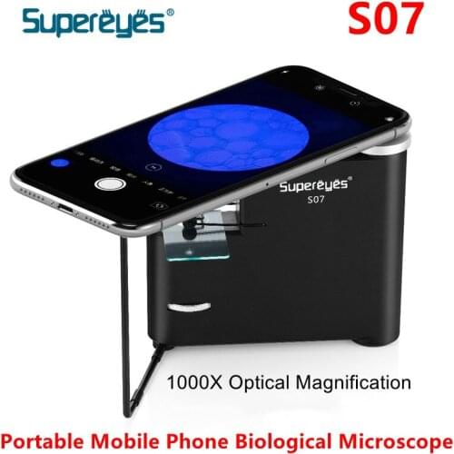 Supereyes S07 Biological Microscope Mobile Phone Camera Video Portable High Magnification Microscope Laboratory 1000X Magnifier