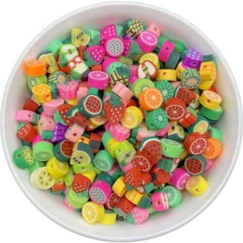 25 pcs 10mm Polymer Fimo Mixed Fruit Figure Beads, jewelry Making