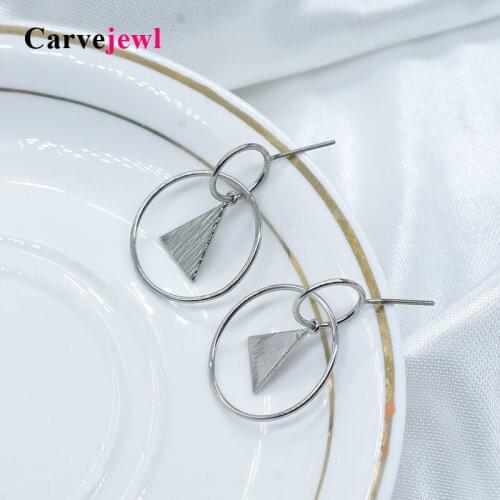 Carvejewl post earrings triangle simple round circle dangle earrings for women jewelry girl gift fashion Korean earrings 2019