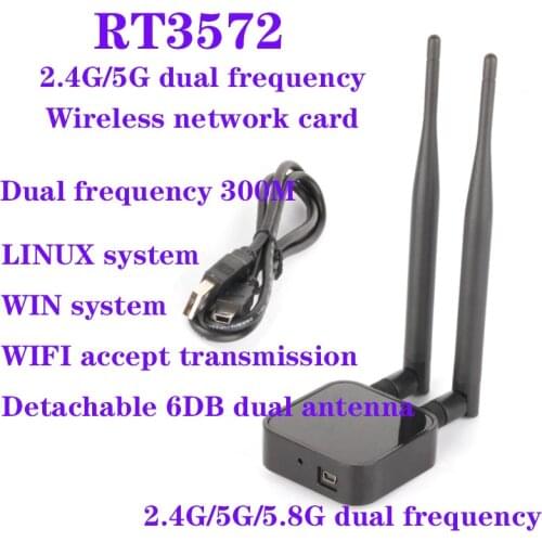 RT3572 Chipset 5G Wireless Network Card Wifi Receiver Transmitter With 2 Antenna For Windows/8/10/Kali Linux
