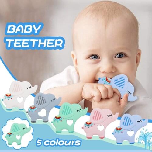 BPA Free Baby Silicone Teether Newborn Soother Chewable Teething Toy Cartoon Dinosaur Shaped Safety Soft Infant Baby Teether Toy