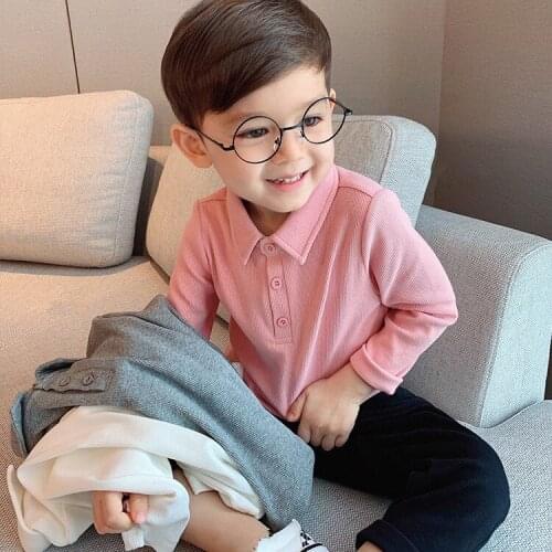 Toddler Boys Long Sleeve Tshirt Spring Autumn New Kids Solid Lapel Tshirt Fashion Cotton Soft Tops for Boy Baby Clothes T Shirt