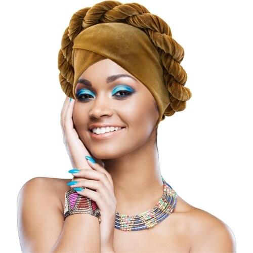 2020 Africa wrap head scarf velvet turban cap Braid muslim women hijab bonnet with diamonds Fashion inner hijabs underscarf caps
