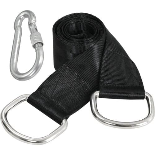 HHO-Tree Swing Straps Kit Hanging Straps Hammock Tree Swing 5Ft With 2 Heavy Duty Carabiner Hooks