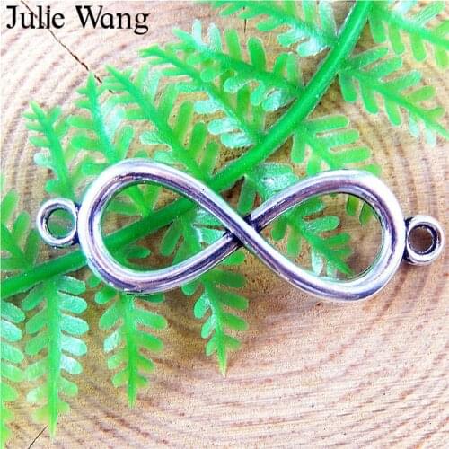 Julie Wang 10PCS Alloy Antique Silver 8-shaped Infinity Symbol Connectors Pendant Charm Bracelet Necklace Jewelry Accessory