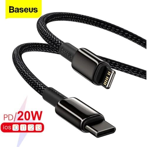 Baseus PD 20W USB C Cable For iPhone 12 Pro Max 11 Xs X USB Type C Fast Charging For iPad Air USB-C Data Wire Phone Charger Cord