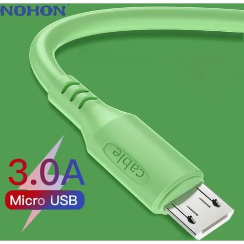 Micro USB Cable 3A Fast Charging Charger Microusb Liquid Silicone Cable For Samsung Xiaomi Android Mobile Phone Wire Cord 1.8m