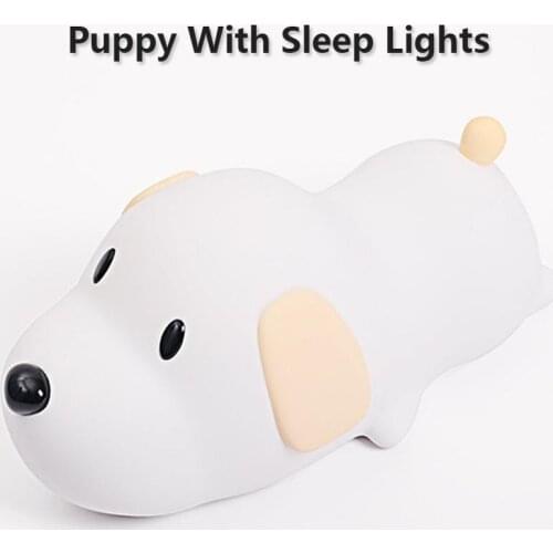 Creative Papa Dog Silicone Touch LED Night Light USB Rechargeable Timing Dimmable Puppy Lamp Light For Baby Children Xmas Gift