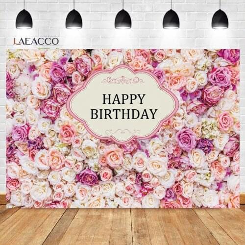 Laeacco Flowers Party Stage Birthday Scene Photography Backgrounds Baby Poster Portrait Customized Photographic Backdrops