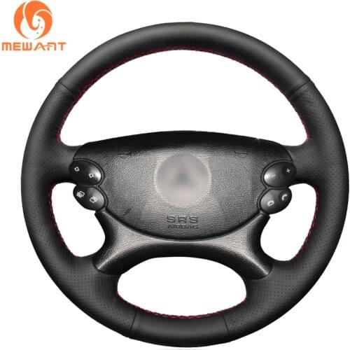 MEWANT Black Genuine Leather Car Steering Wheel Cover for Mercedes Benz E-Class W211 E230 E280 E350 CLS-Class CLS350 CLS500