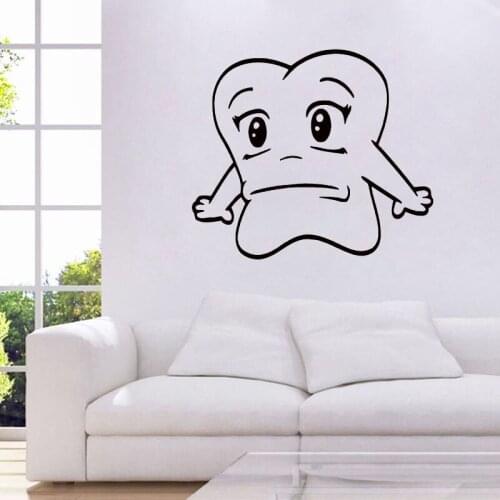Cartoon Tooth Emotions Dental Clinic Window Wall Decal Teeth Bathroom Decoration Art Murals Kids Children Room Wall Sticker