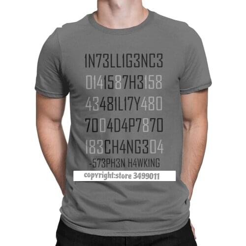 Men T-Shirt Adapt Or Die Encoded Cotton Tees Fitness Stephen Hawking Intelligence Physics Adapt To Change T Shirt