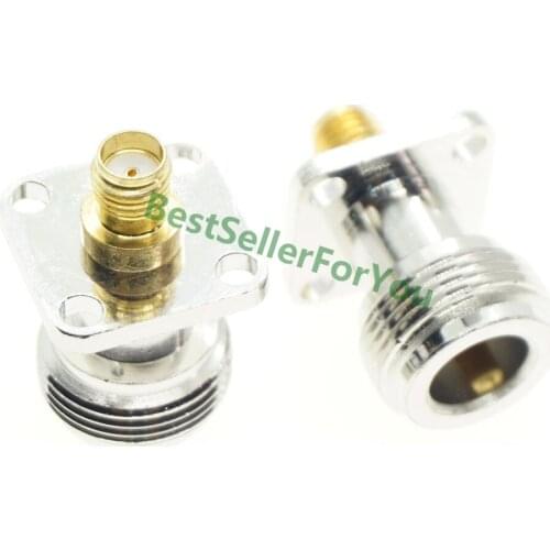 N-Type N Female To SMA Female With 4 Hole Flange RF Coaxial Adapter Connector 17.5