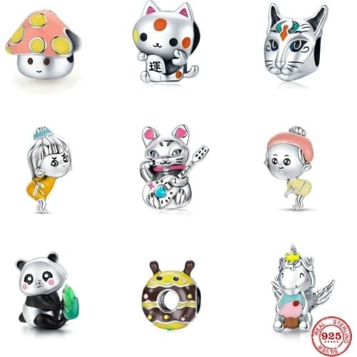 2021 New Hot Selling Rabbit Unicorn Panda Donut Girl Beads Fit Original Pandora Charms Silver 925 Bracelet DIY Women Jewelry
