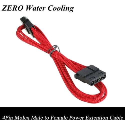 Wholesale 10pcs/Lot Free Shipping 30CM Red Sleeved 4Pin IDE Molex Male to Female Power Extension Cable