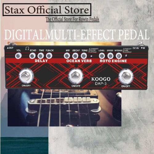 Koogo Guitar Multi-Effect Pedal Delay, Ocean Verb, Roto Engine 3-in-1 Series Analog Digital Mingle Effects Pedals