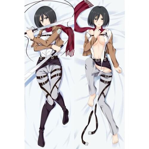 Sexy Girl Japanese Anime Attack on Titan Mikasa Ackerman Throw Otaku Dakimakura Gifts Bedding Hugging Body Pillow Case 150x50 CM