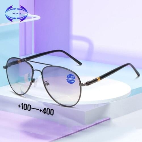 VCKA Double Light Sunglasses Anti-blue Light Reading Glasses Men Women Presbyopia Glaases Progressive Classic Eyeglasses Gafas